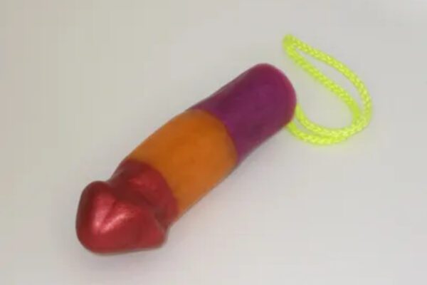 A toy that is shaped like a condom.