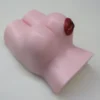 A pink hand with lipstick on it.