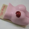 A pink toy shaped like a woman 's breast.