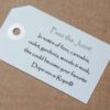 A close up of the tag with instructions for dispensing
