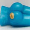 A blue toy shaped like a person 's hand.