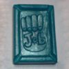 A blue rectangular object with the word " job " written in it.