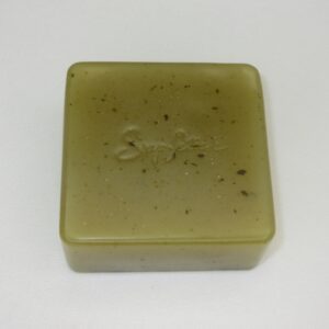 A square soap sitting on top of a counter.